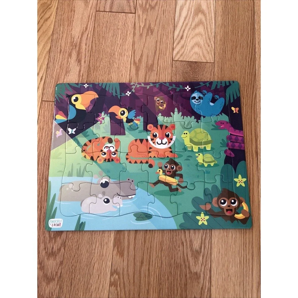 Chuckle & Roar 2 Zoo Animal Theme Cardboard Puzzles‎ Good Condition